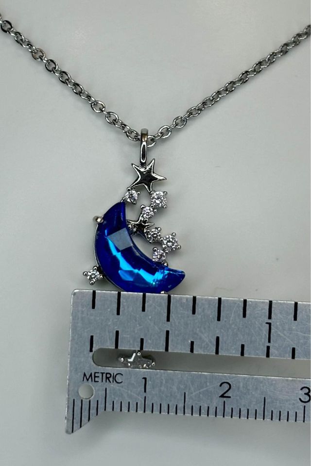 Crescent Moon Celestial Themed Stainless Steel Necklace