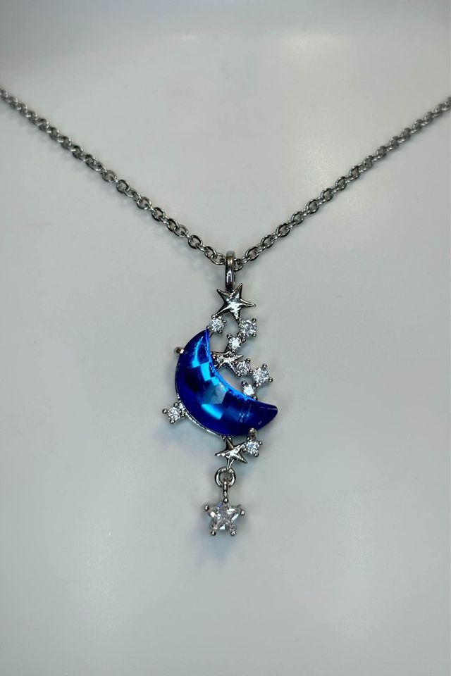 Crescent Moon Celestial Themed Stainless Steel Necklace