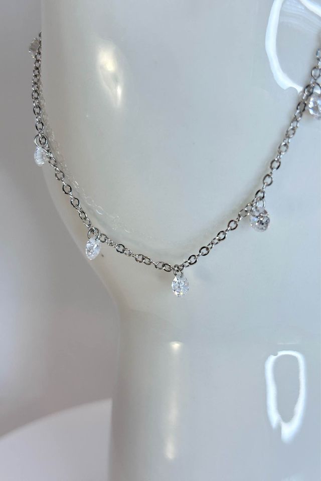 Minimalist Sterling Silver Chain Bracelet with CZ Charms