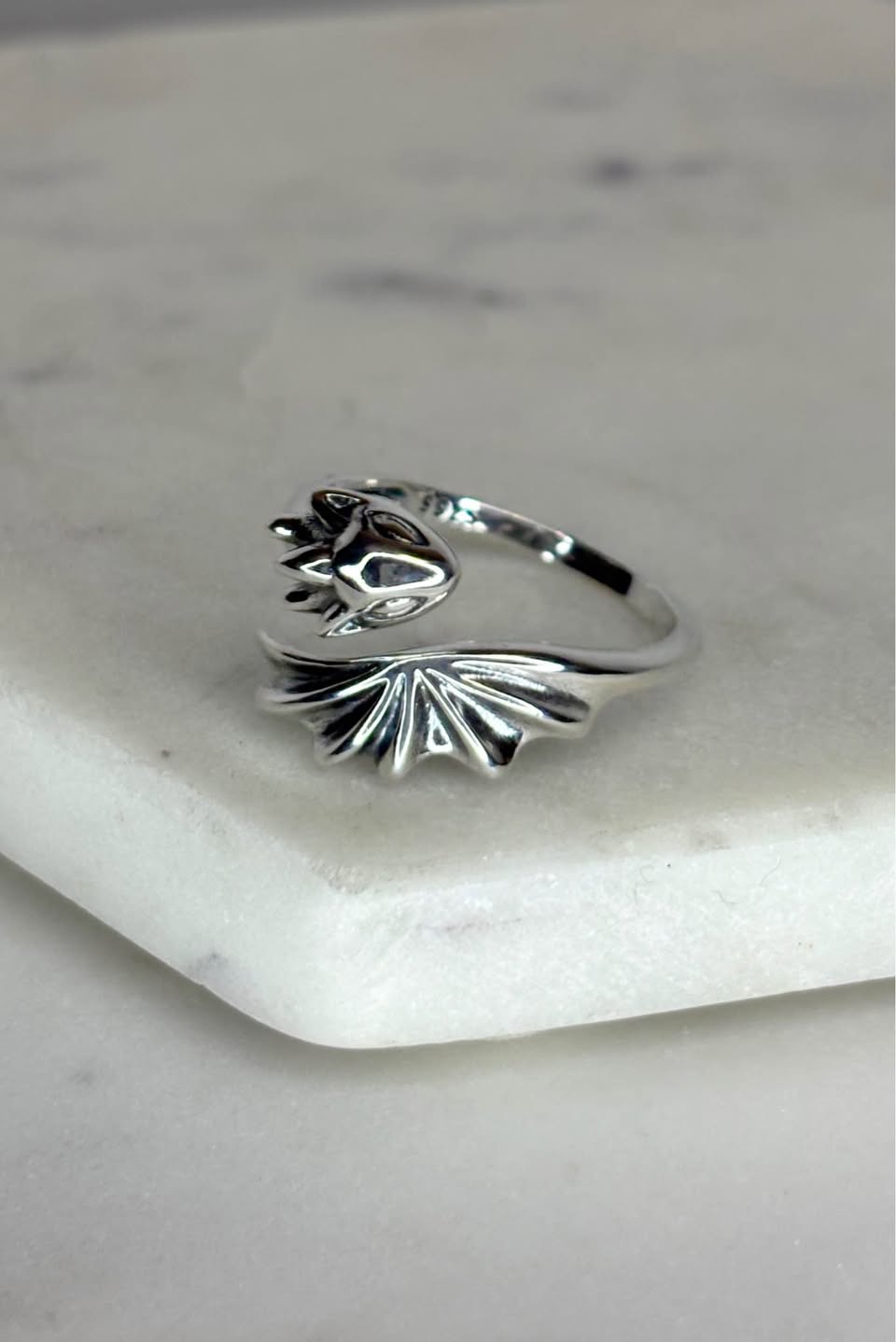 Sterling Silver Stylized Dragon Ring