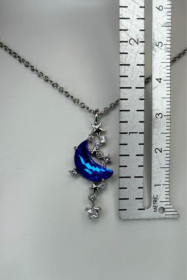 Crescent Moon Celestial Themed Stainless Steel Necklace