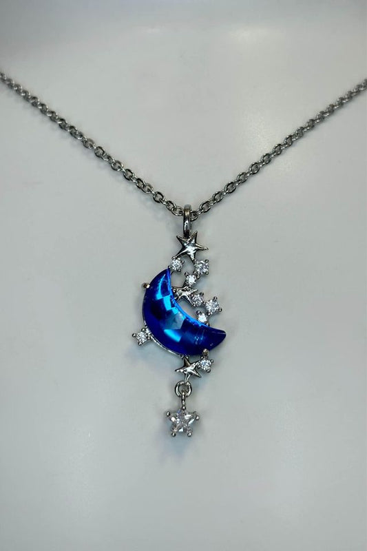Crescent Moon Celestial Themed Stainless Steel Necklace