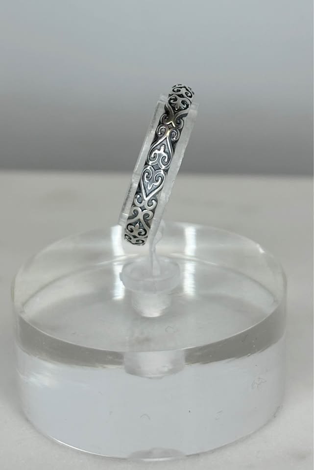 Sterling Silver Antiqued Fleur De Lis Band