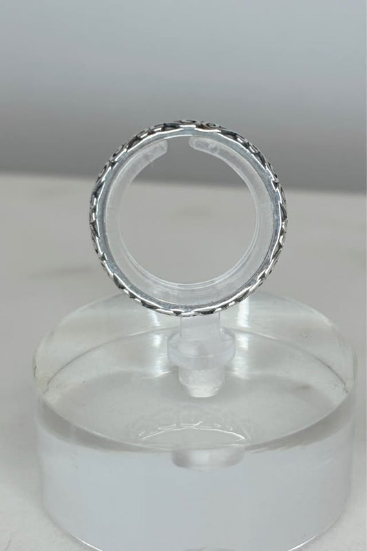 Sterling Silver Antiqued Fleur De Lis Band