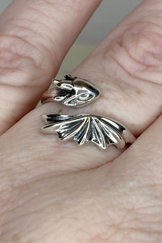 Sterling Silver Stylized Dragon Ring